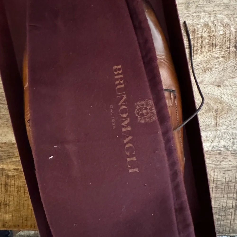 Bruno Magli Men's Salerno brown Cognac Leather Oxfords lace up dress shoes EUC 7